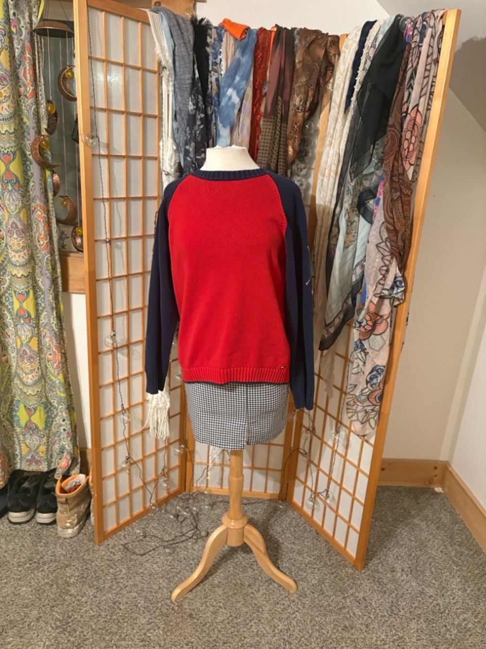 Men’s Tommy Hilfiger Red & Navy Crewneck Sweater